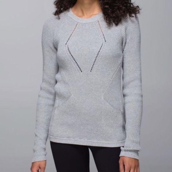 lululemon athletica Sweaters - Lululemon Long Sleeve Grey Knit Sweater NWOT Sz S